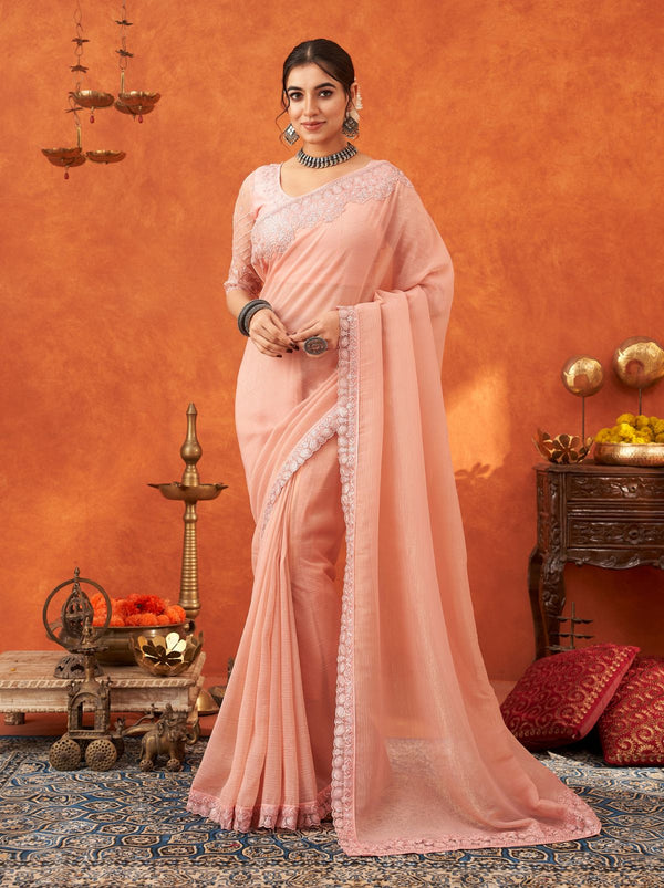 Blush Pink Premium Ethnic Designer Saree - TrendOye