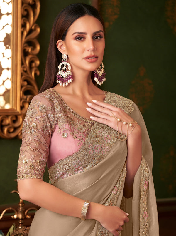 Tortilla Brown Party Designer Saree