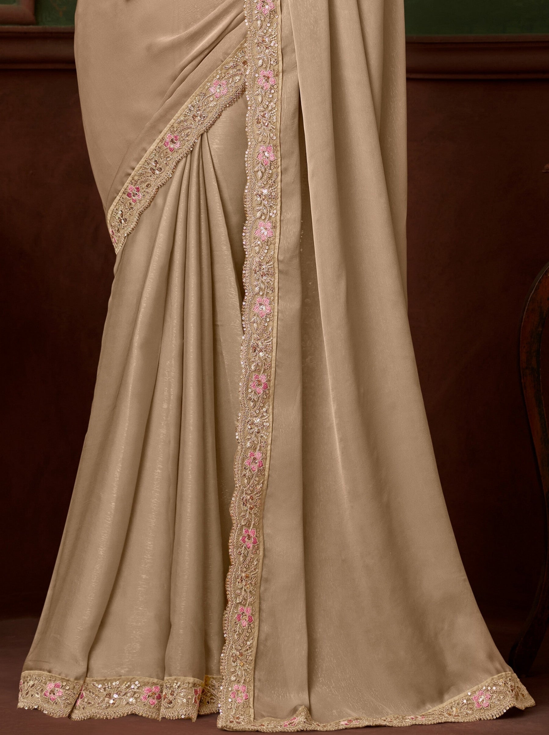 Tortilla Brown Party Designer Saree - TrendOye