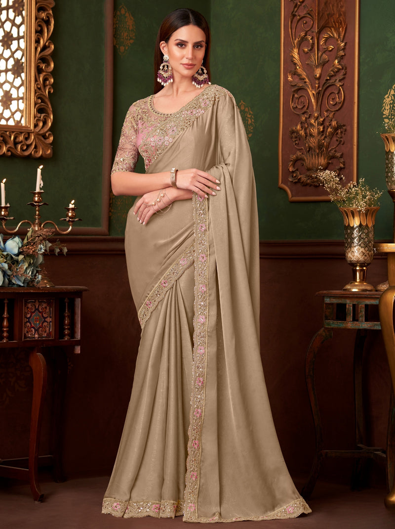 Tortilla Brown Party Designer Saree