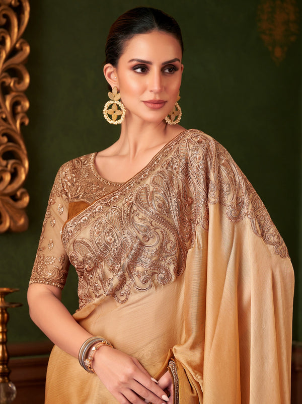 Tawny Brown Party Designer Saree