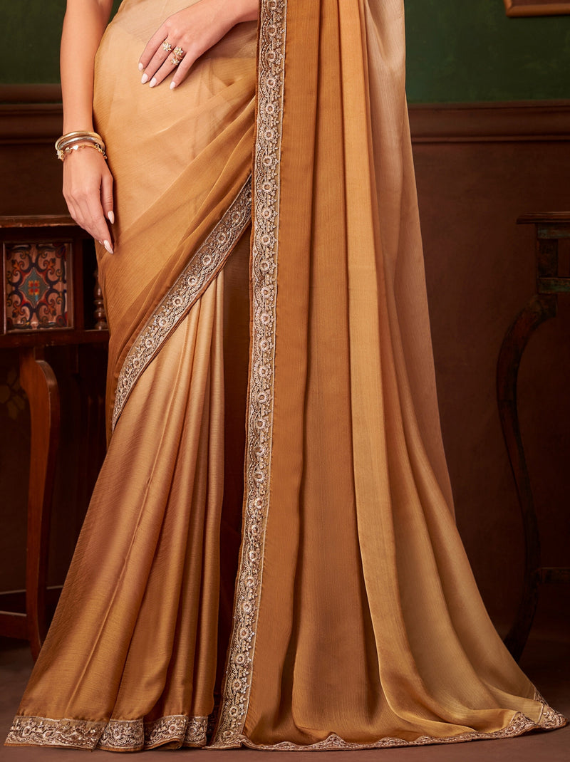 Tawny Brown Party Designer Saree