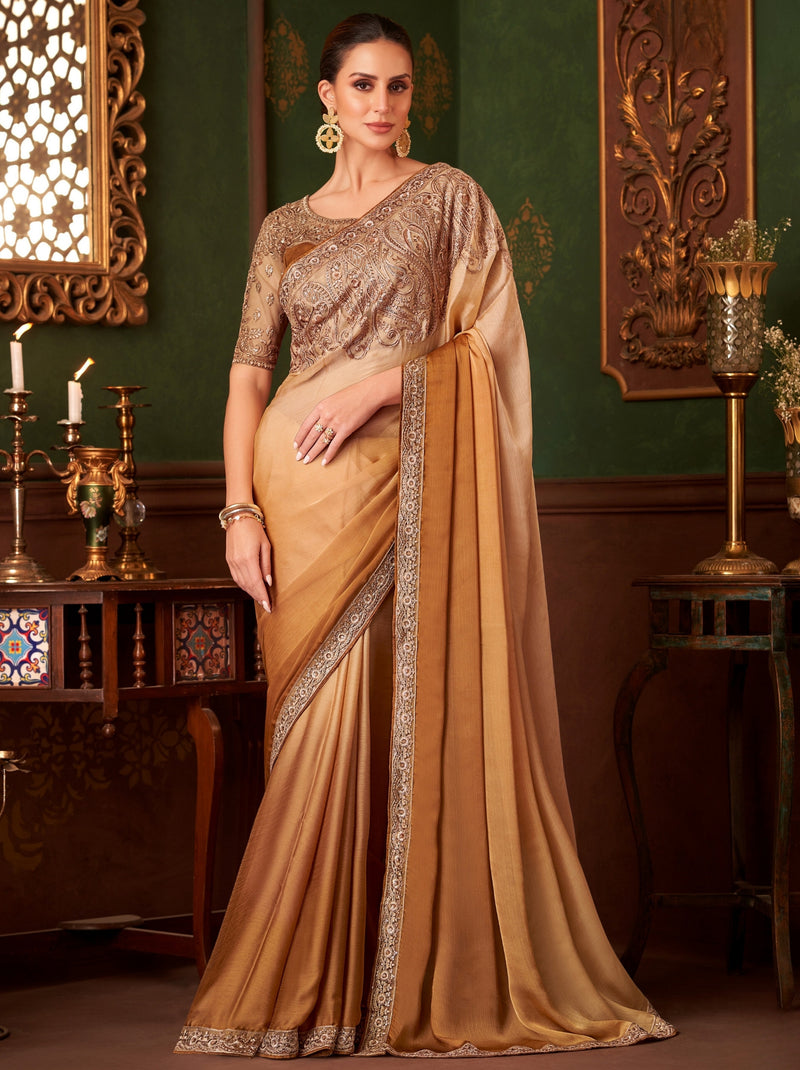 Tawny Brown Party Designer Saree