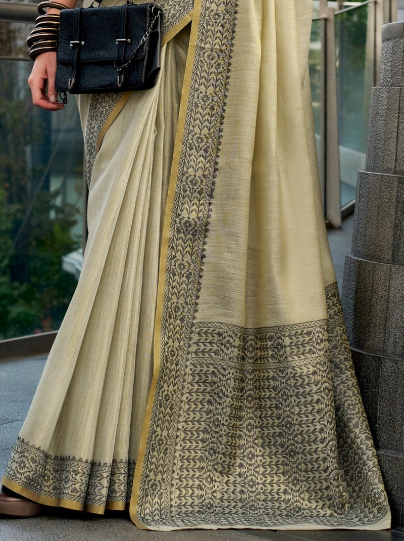 Khaki Brown Premium Linen Tissue Celebration Saree