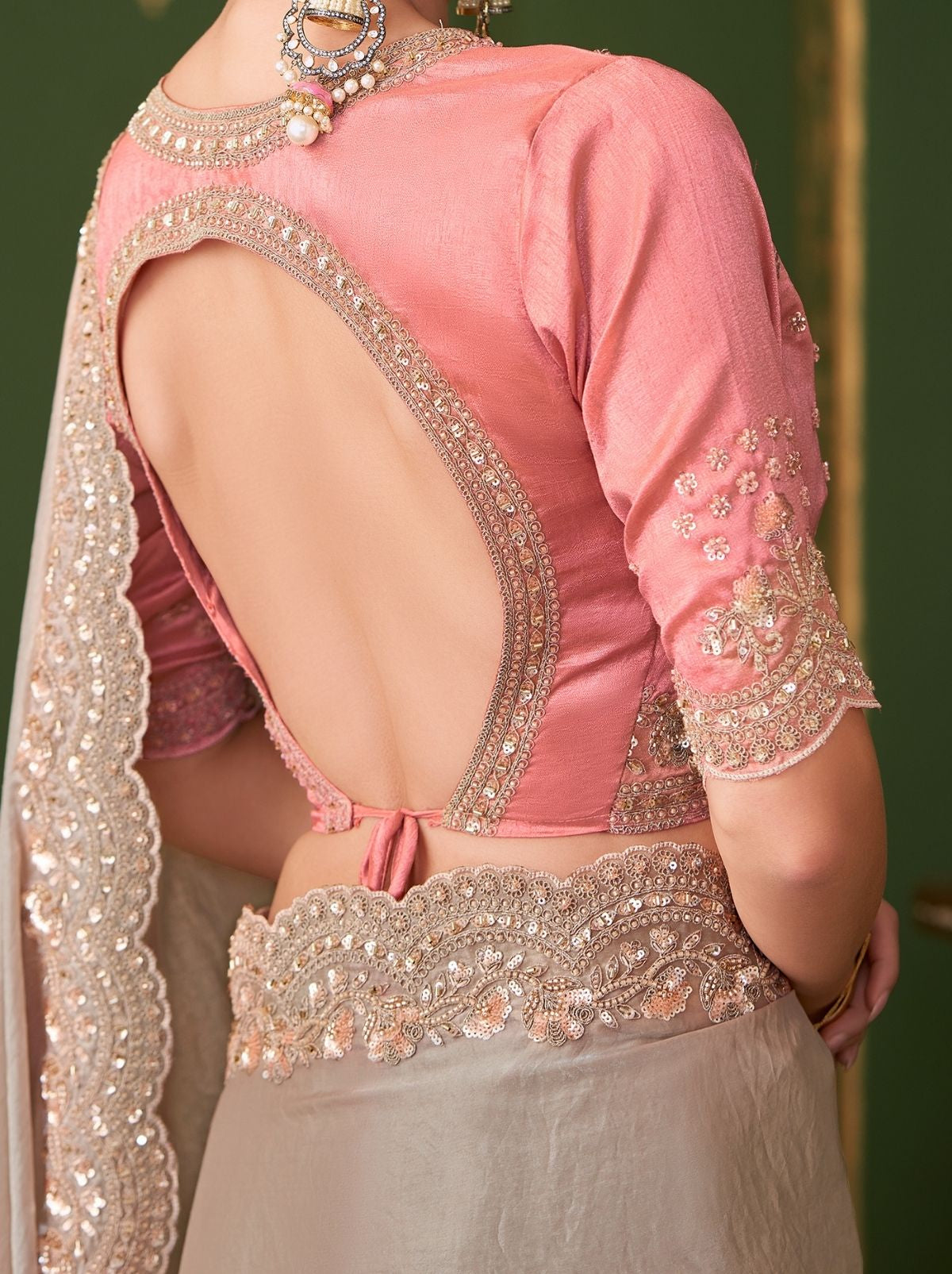 Light  Brown Regal Designer Georgette Silk Saree for Brides