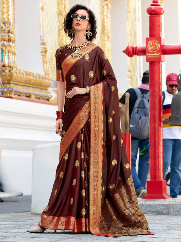 Deep Brown Celebration Saree