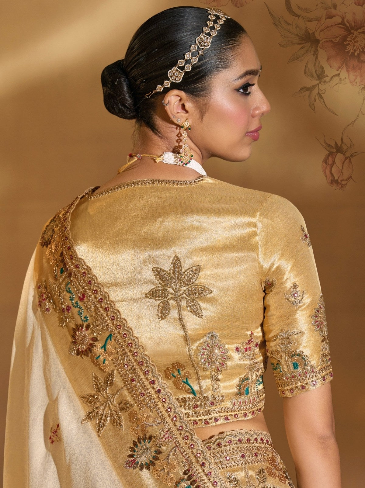 Cream Elite Soft Silk Saree With Zari Work