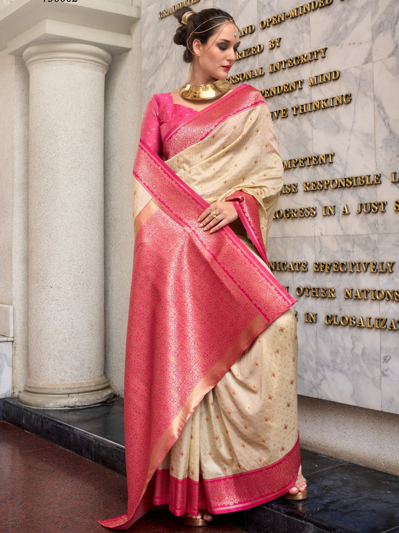 Cream Festive Saree