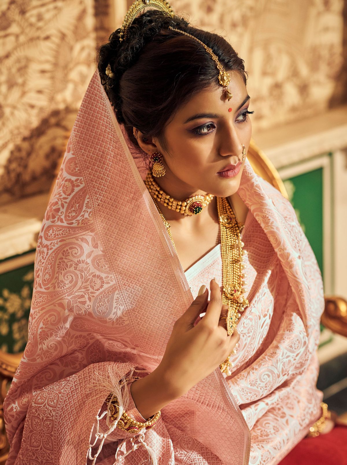 Bisque Cream Soft Silk Zari Weaving Saree With Blouse Piece