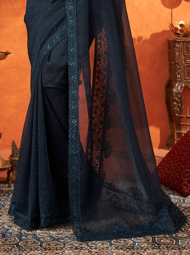 Denim Blue Premium Ethnic Designer Saree