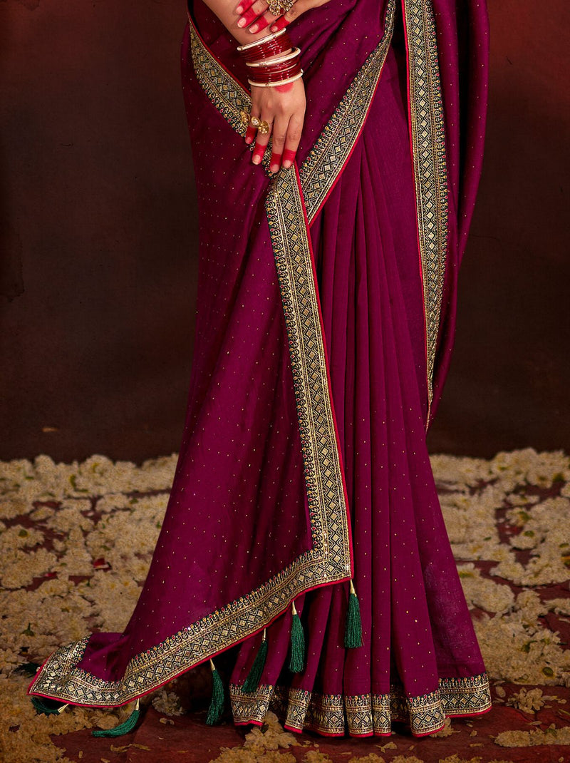 Fandango Pink Fine Ethnic Designer Silk Saree