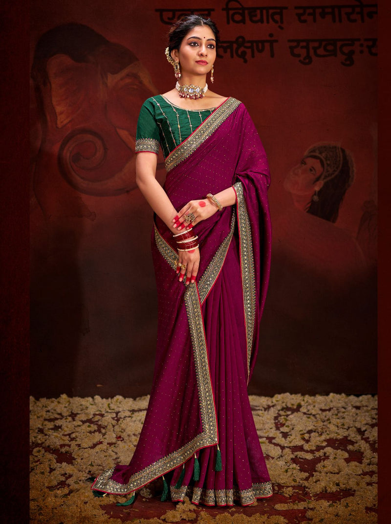 Fandango Pink Fine Ethnic Designer Silk Saree - TrendOye