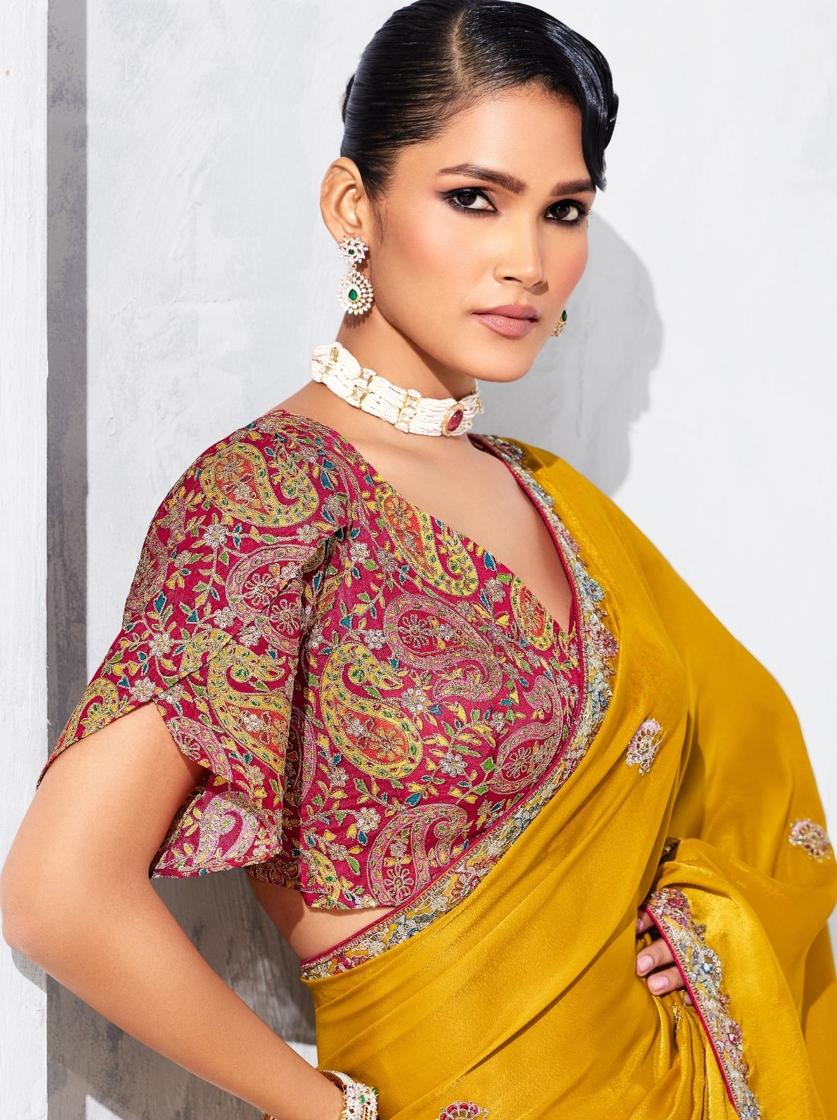 Gold Premium Fancy Silk Saree for Special Occasions