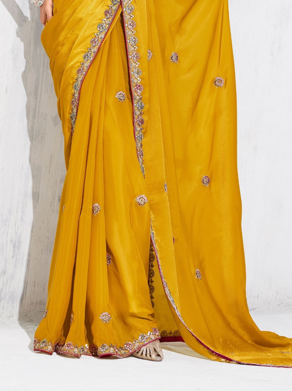 Gold Premium Fancy Silk Saree for Special Occasions