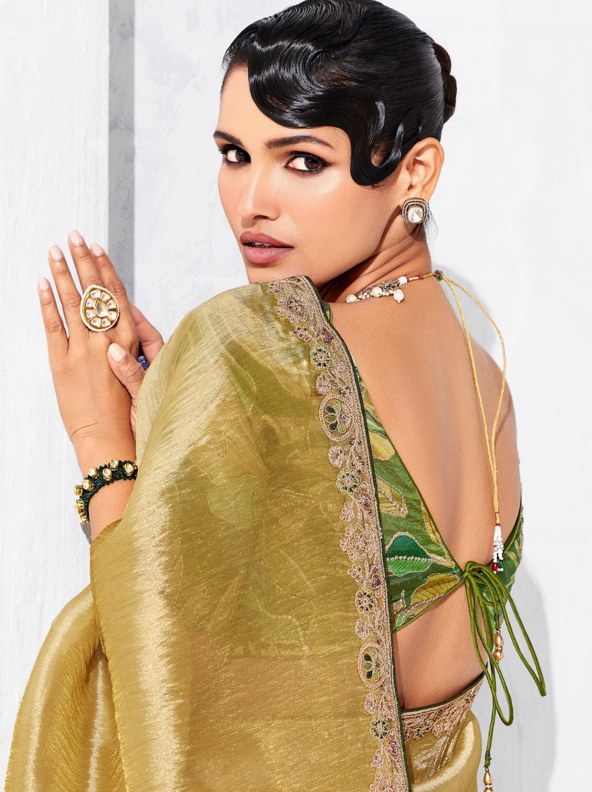 Golden Premium Fancy Silk Saree for Special Occasions