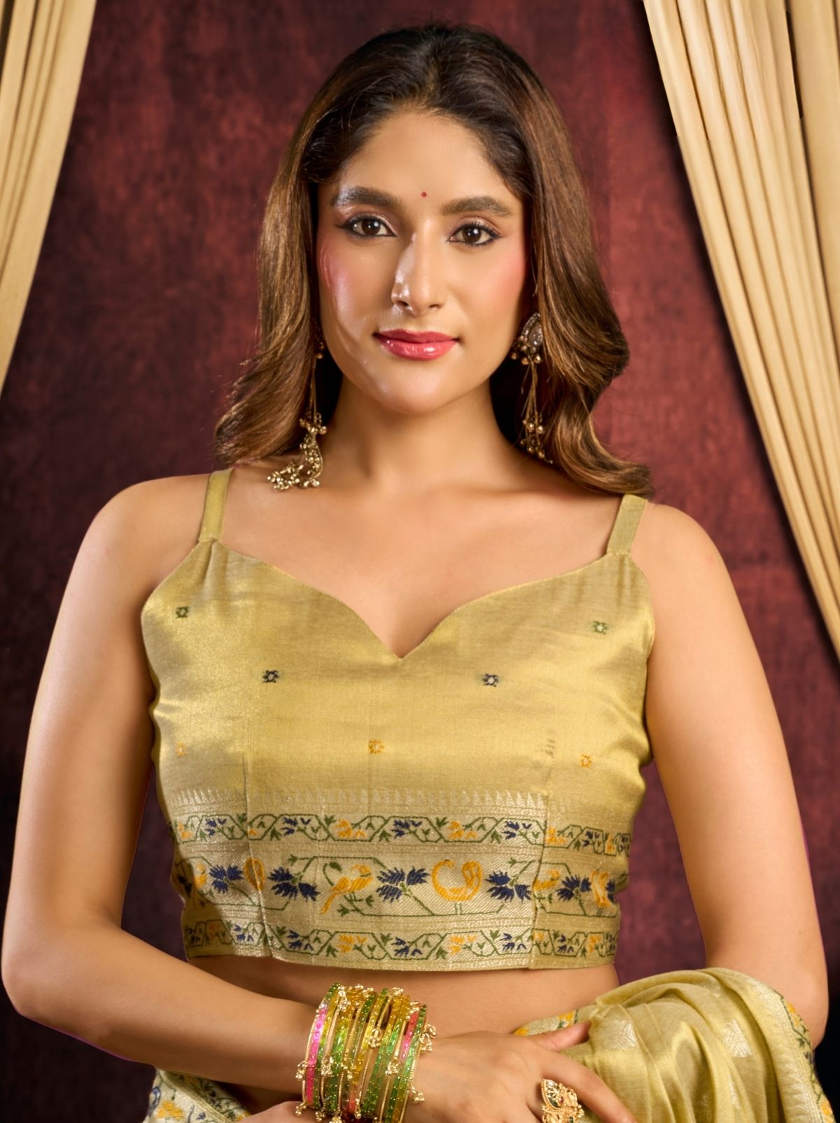 Golden Tissue Silk Saree with Soft Zari & Tassels