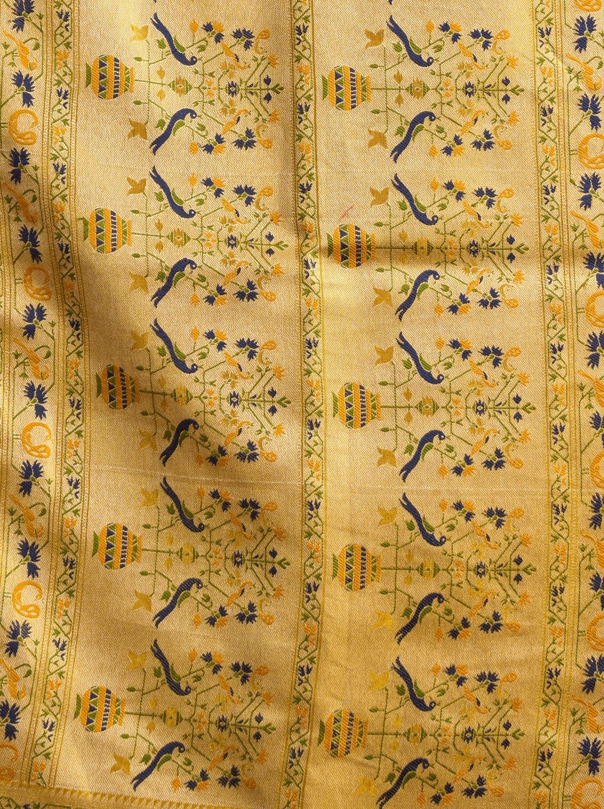 Golden Tissue Silk Saree with Soft Zari & Tassels