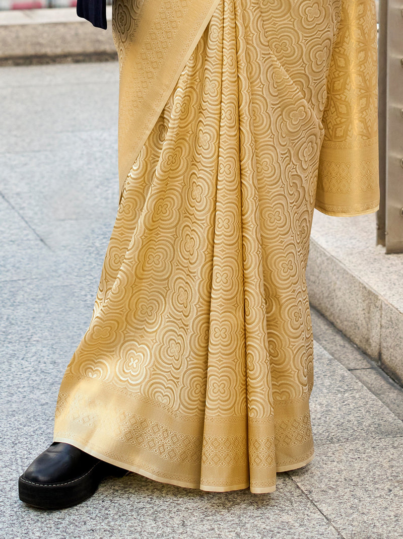 Golden Kanjivaram Festive Saree