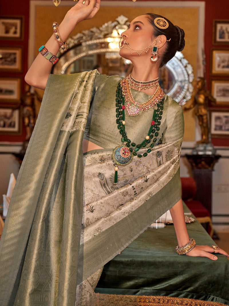 Swamp Green Party Designer Saree