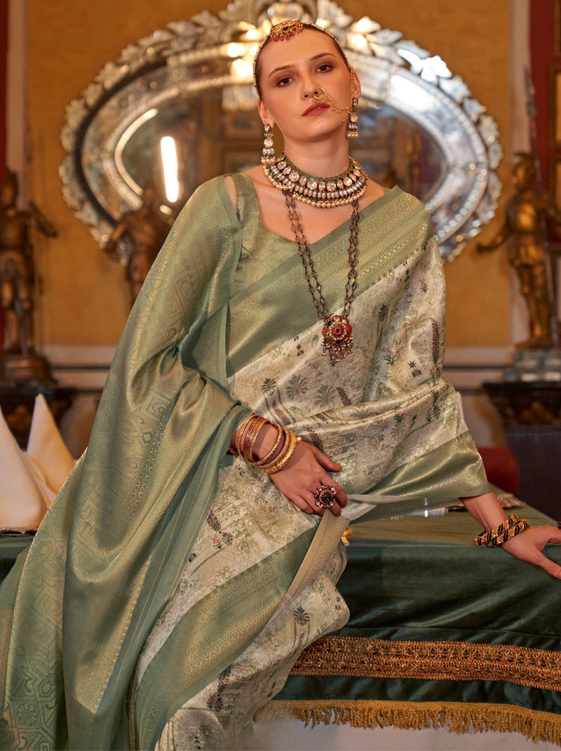 Sage Green Party Designer Saree