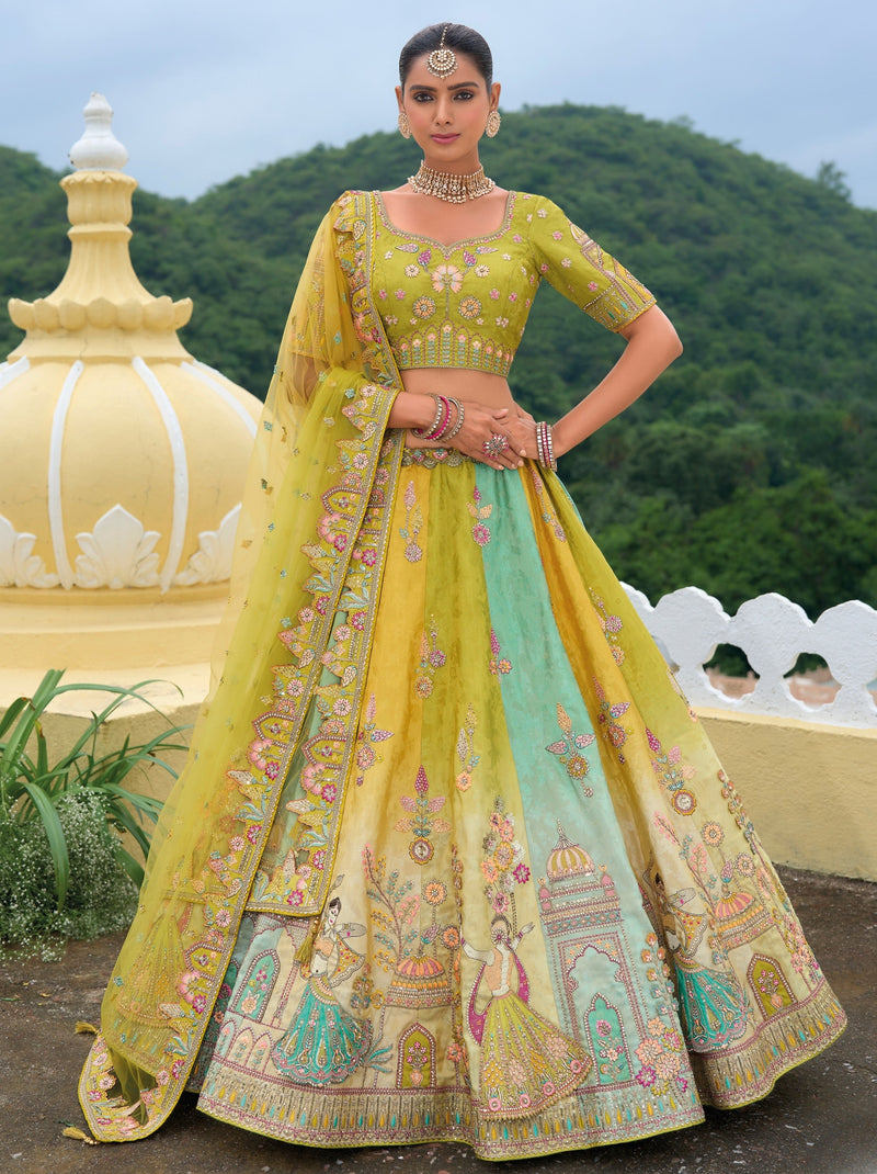 Apple Green Wedding Lehenga Set With Zari Work - TrendOye
