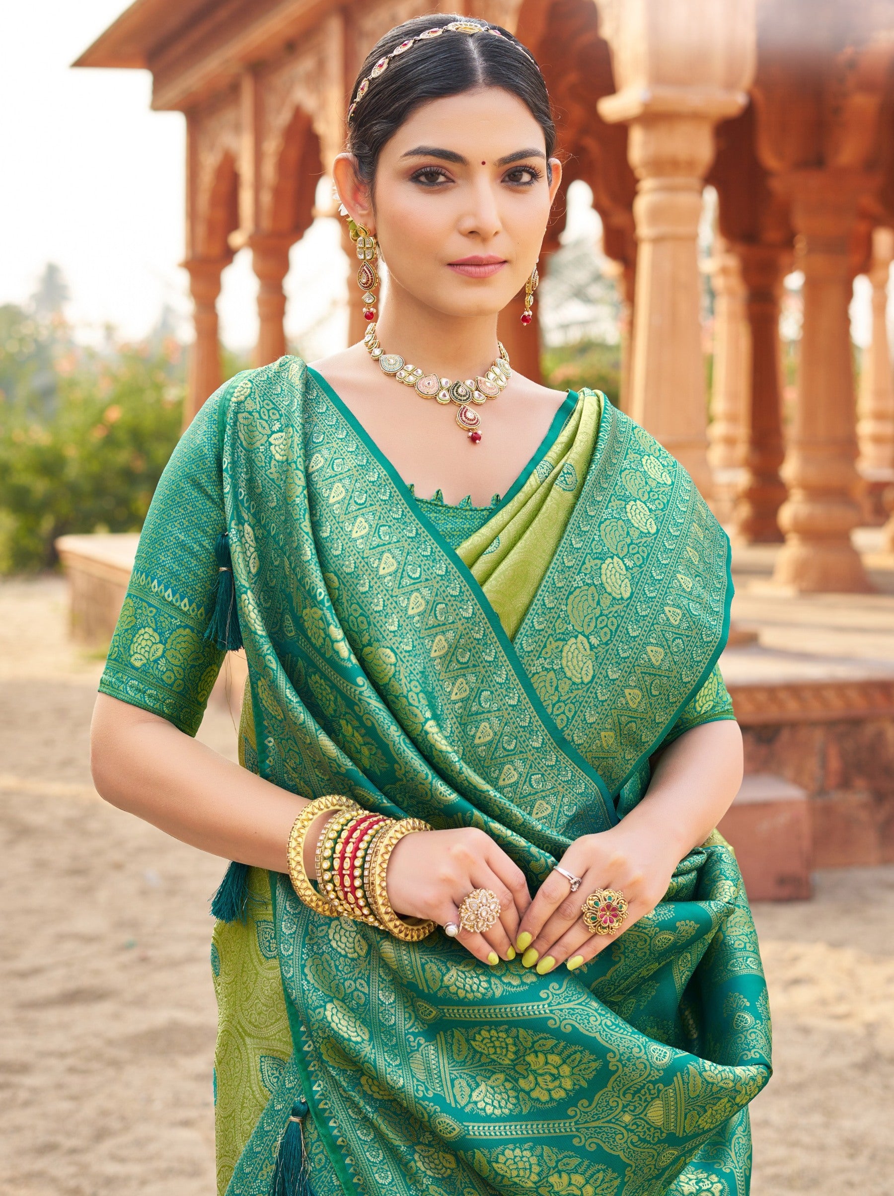 Apple Green Premium Soft Silk Festive Saree - TrendOye