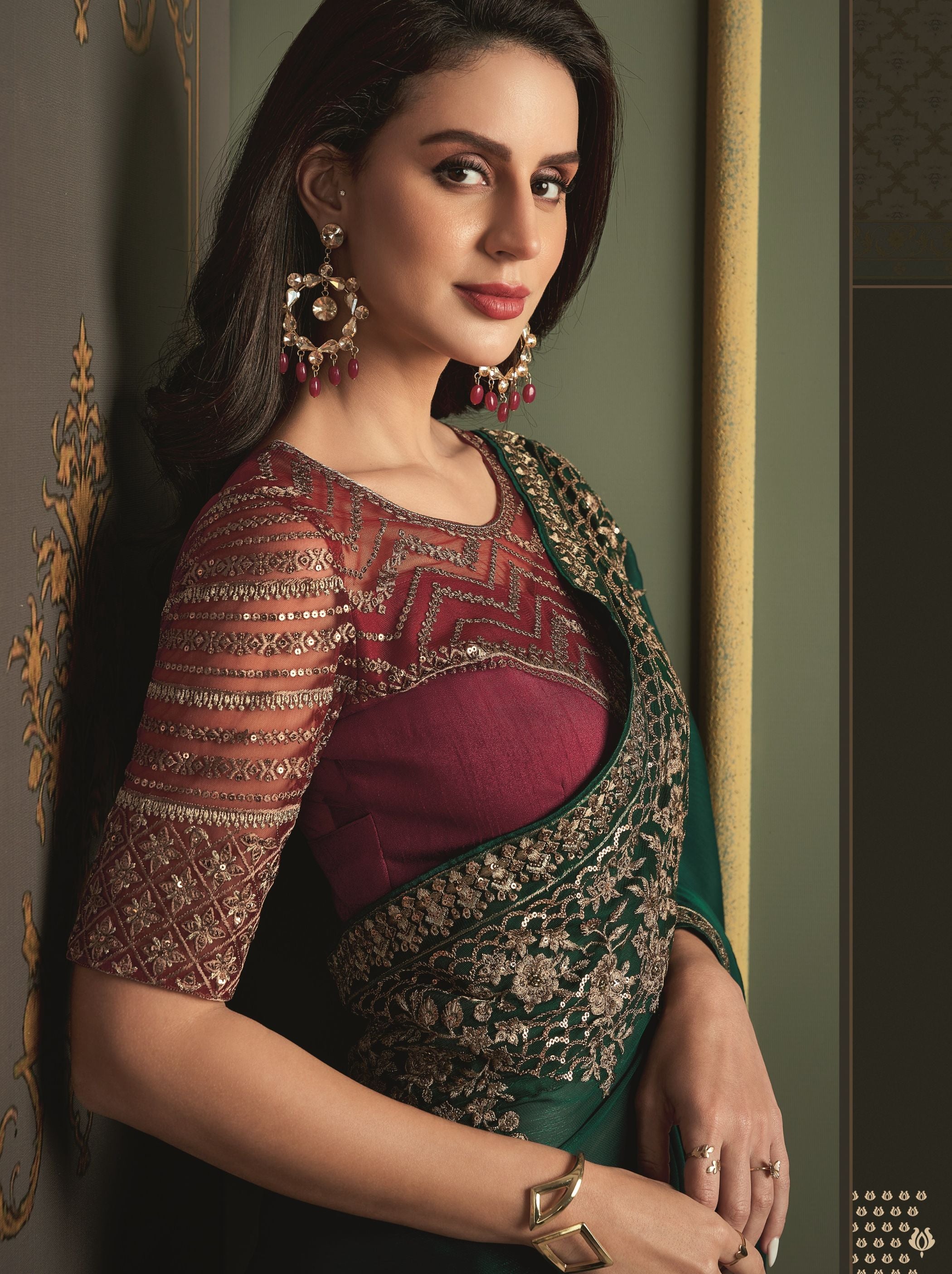 Sacramento Green premium Saree - TrendOye