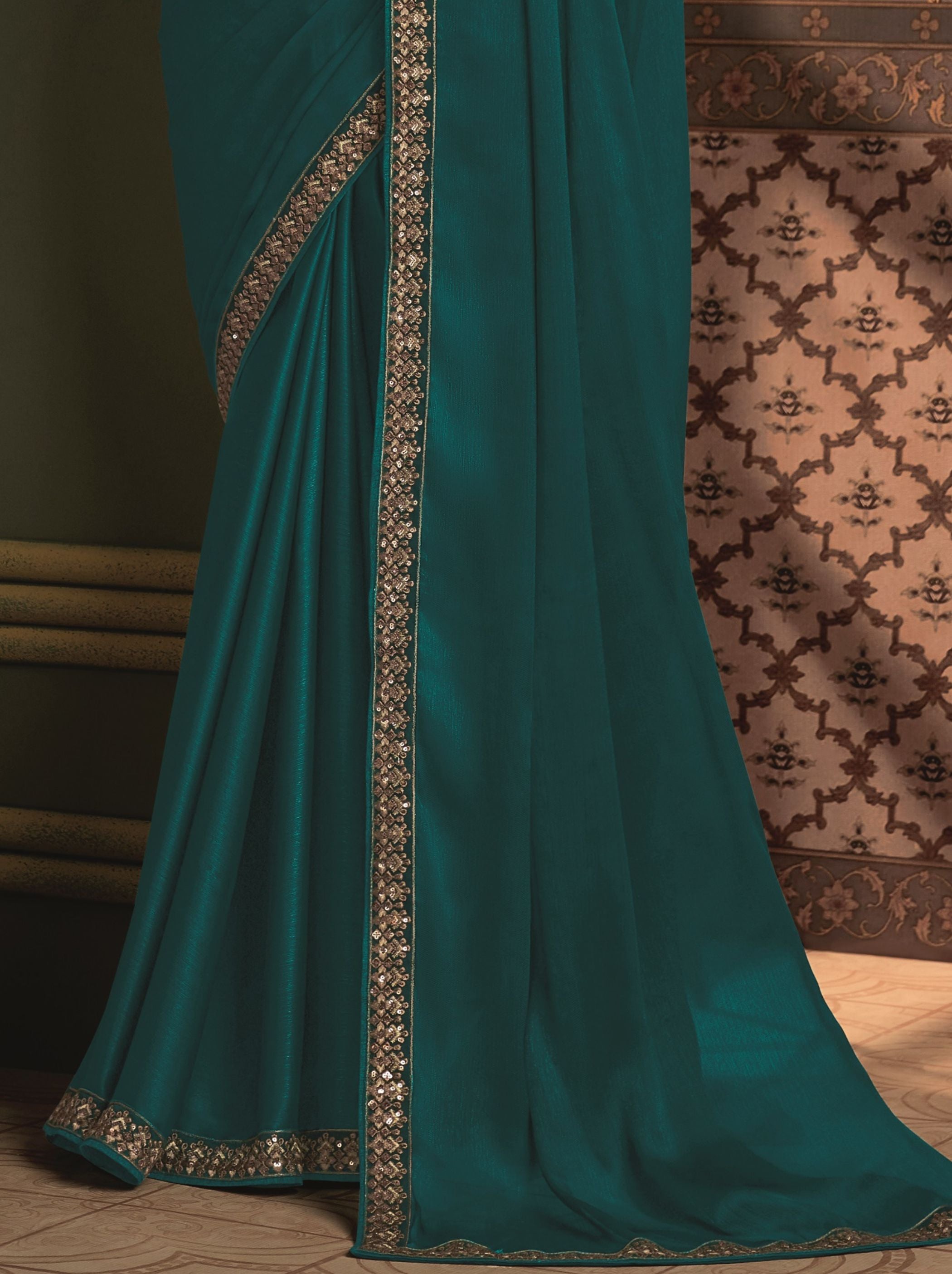 Forest Green  premium Georgette Saree - TrendOye