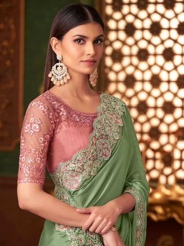 Mint Green Party Designer Saree