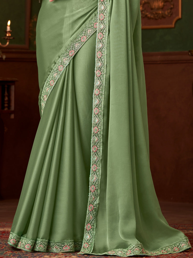 Mint Green Party Designer Saree