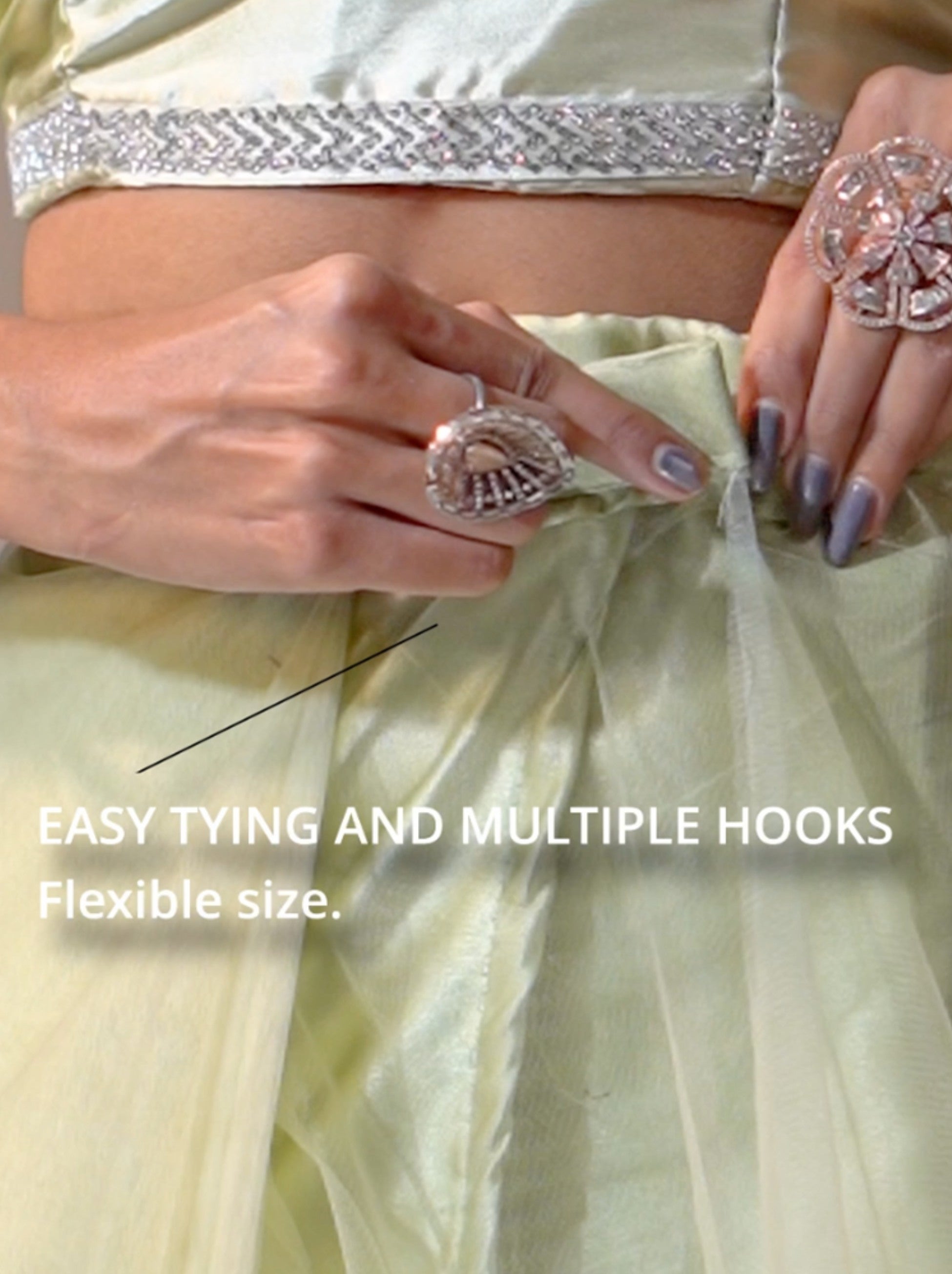 Tea Green Net Designer Ready to Wear Saree With Diamond Work - TrendOye