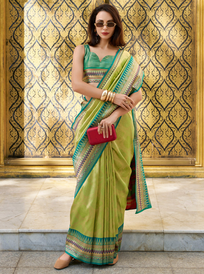 Apple Green Tissue Celebration Saree