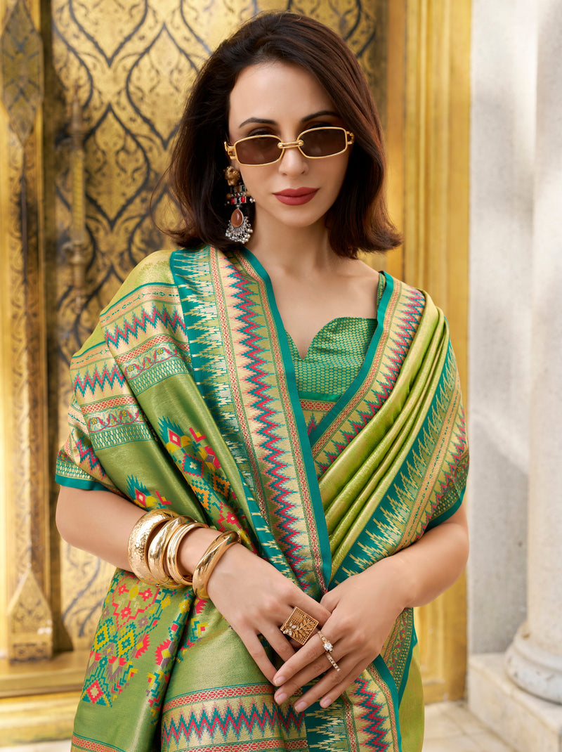 Apple Green Tissue Celebration Saree