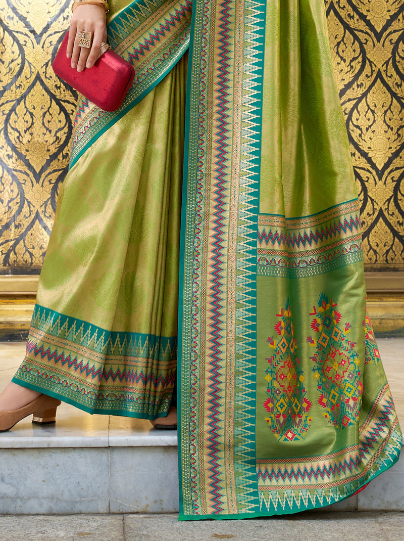 Apple Green Tissue Celebration Saree