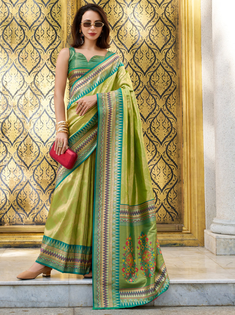 Apple Green Tissue Celebration Saree