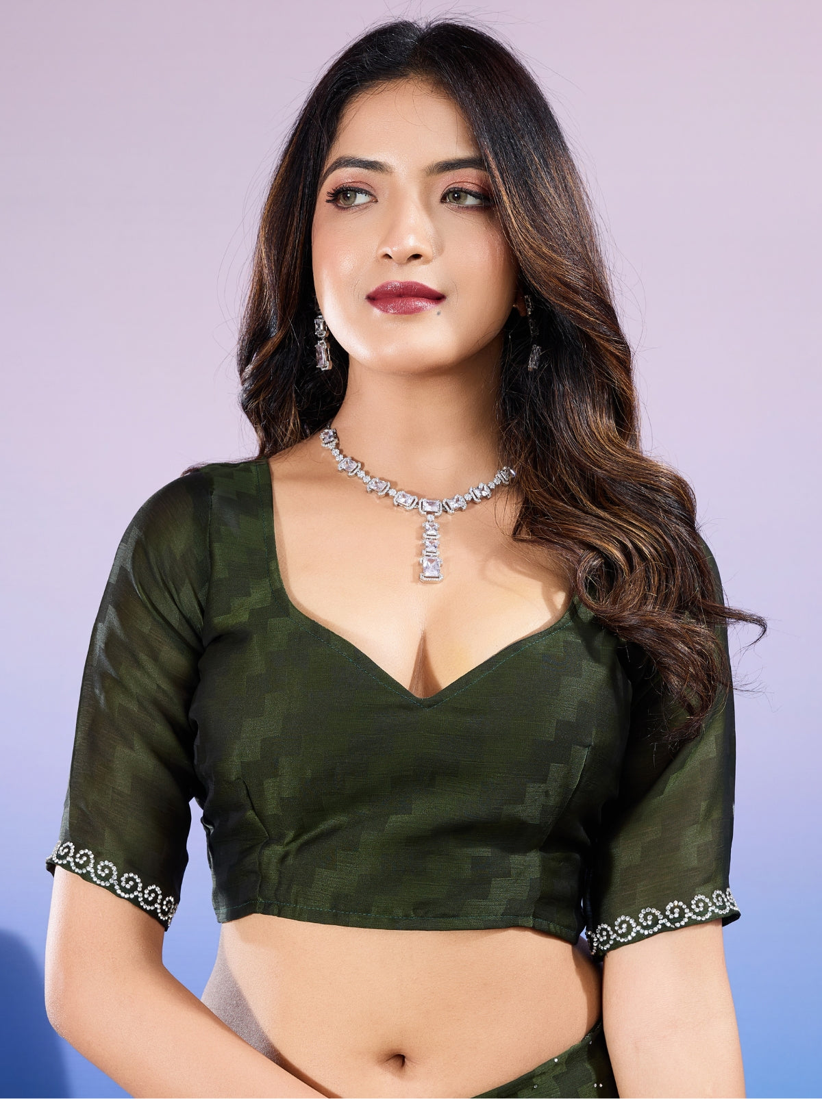 Sacramento Green Fancy Premium Party Designer Saree - TrendOye