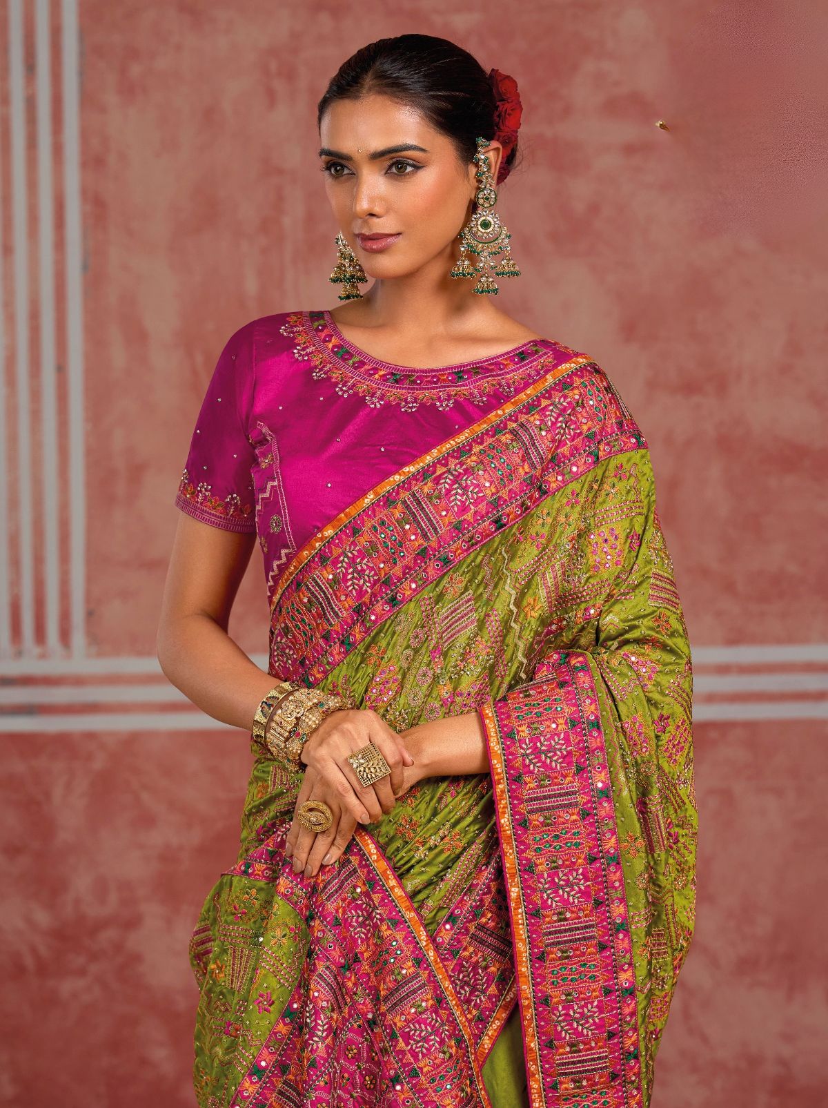 Apple Green Luxurious Premium Silk Saree With Intricate Embroidery