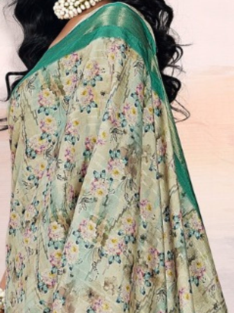 Tea Green Organza Festive Saree