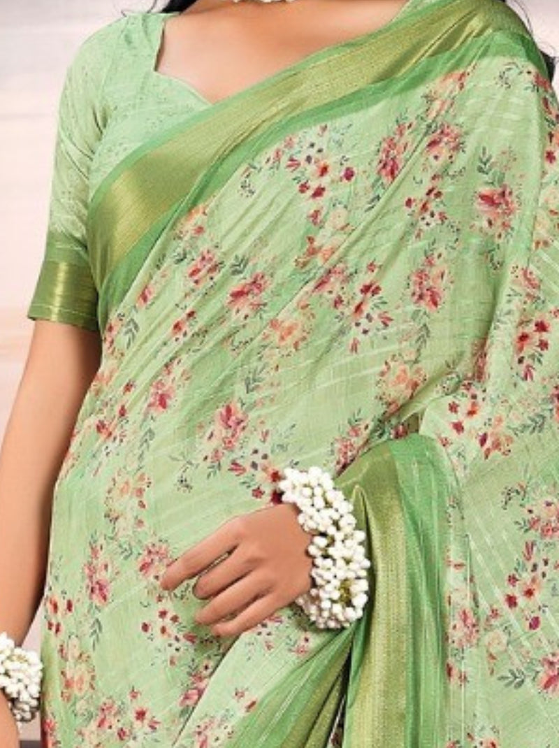 Mint Green Organza Festive Saree