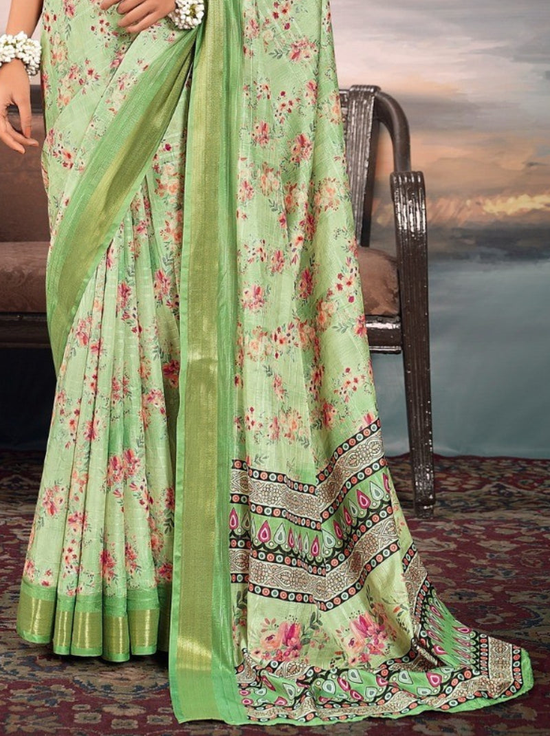 Mint Green Organza Festive Saree