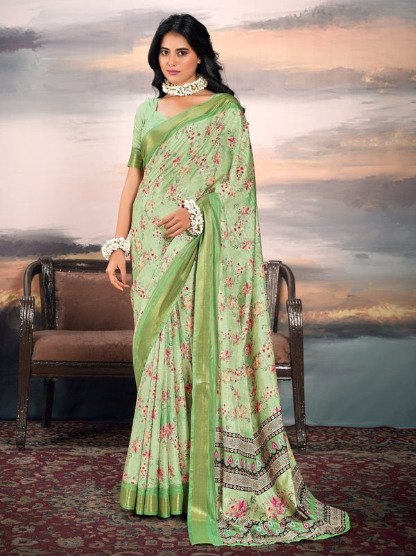 Mint Green Organza Festive Saree