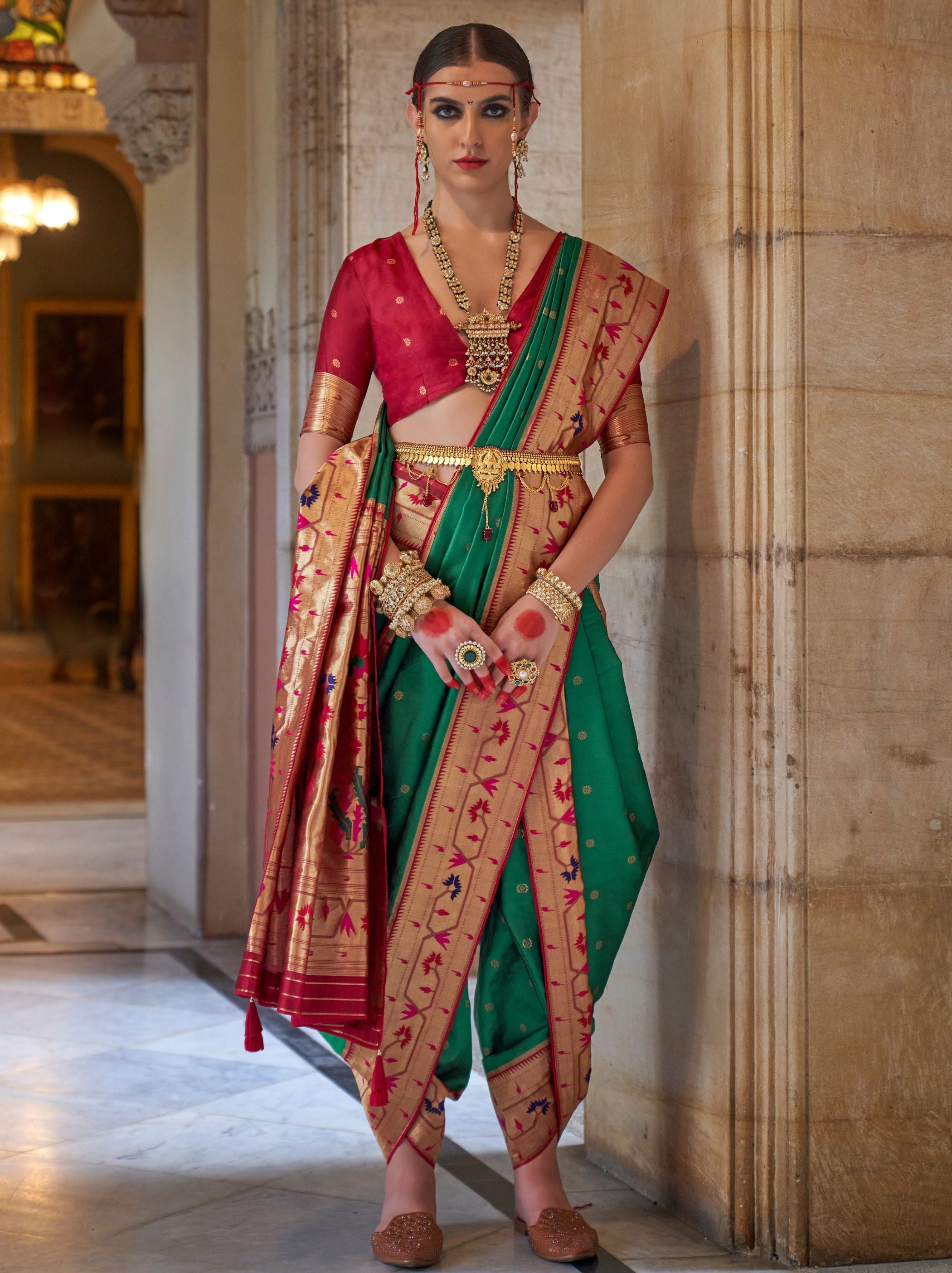 Sea Green Paithani Silk Festive & Wedding Saree - TrendOye