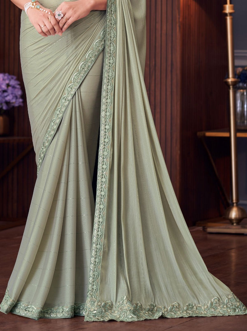 Pistachio Green Party Designer Saree