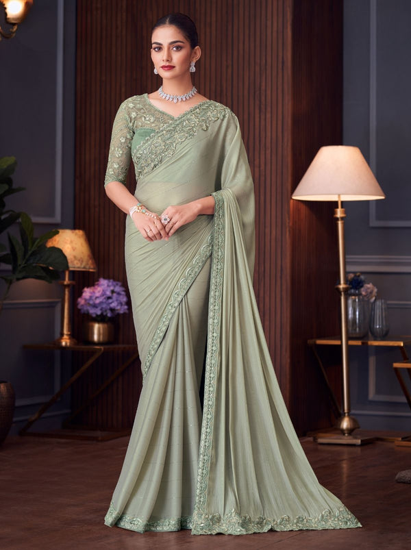 Pistachio Green Party Designer Saree