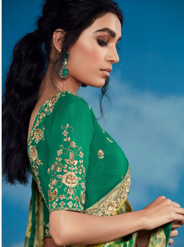 Moss Green Party Designer Saree