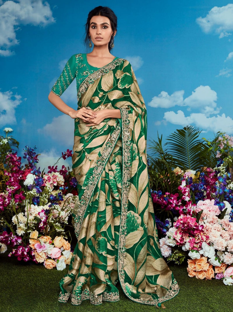 Sacramento Green Party Designer Saree