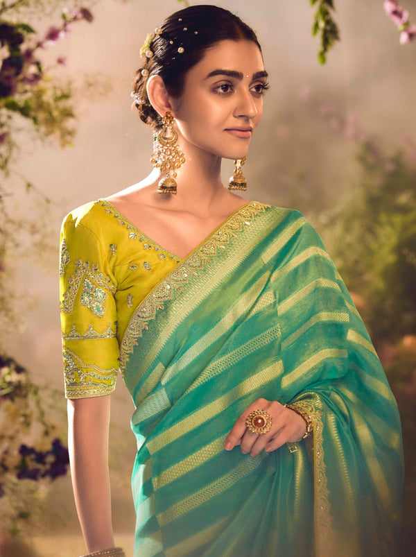 Jungle Green Wedding And Celebration Saree