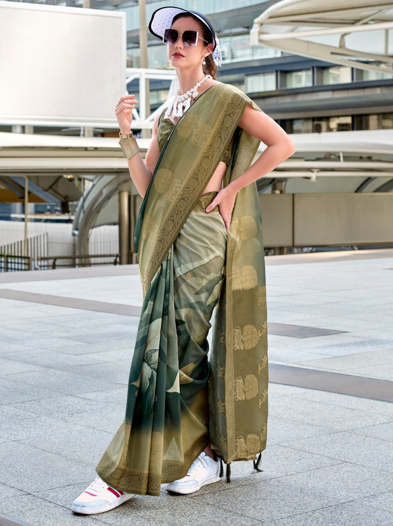 Basil Green Celebration Saree