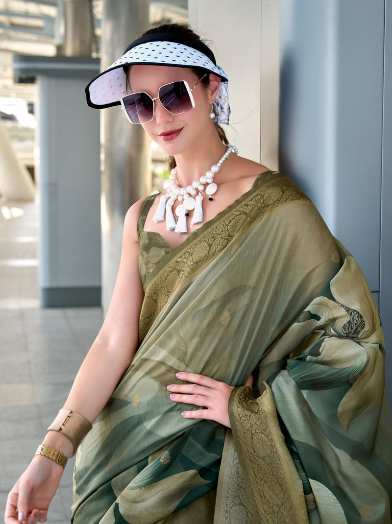 Basil Green Celebration Saree