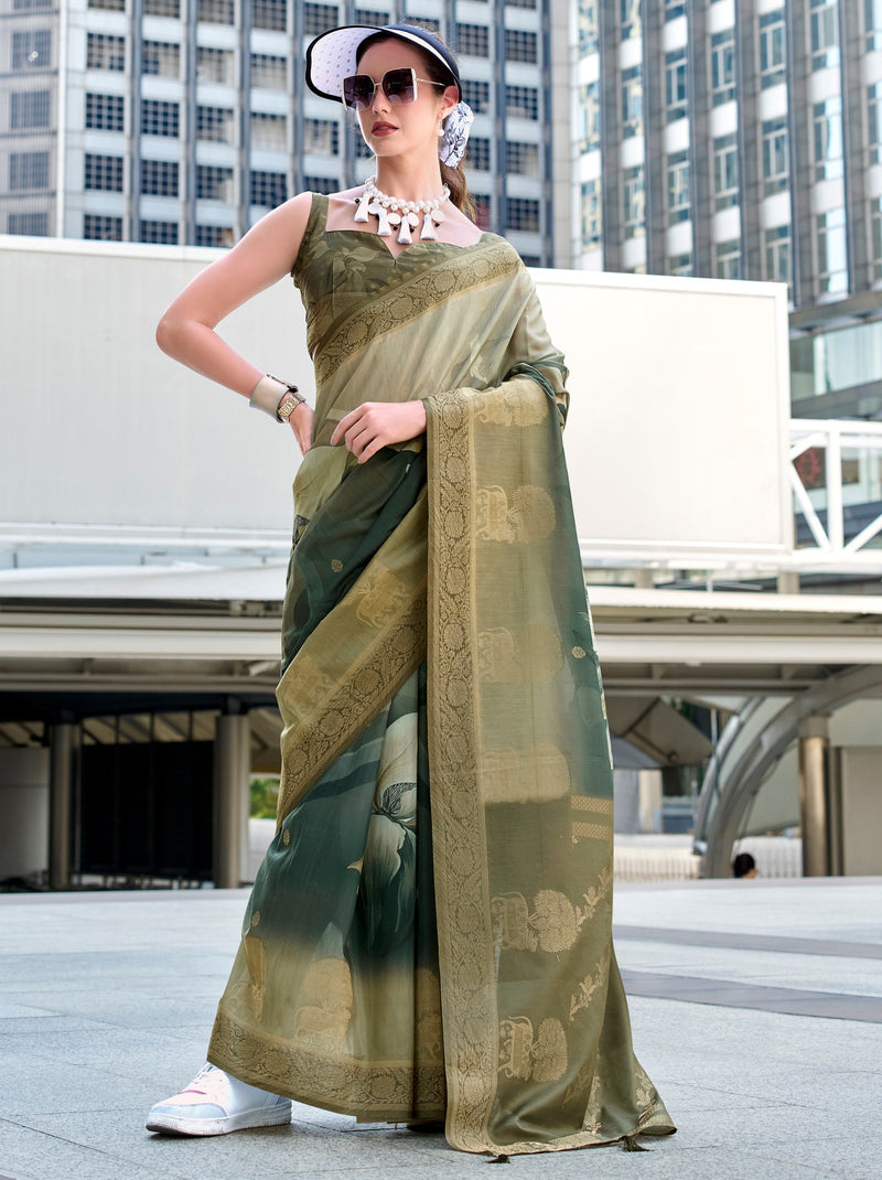 Basil Green Celebration Saree